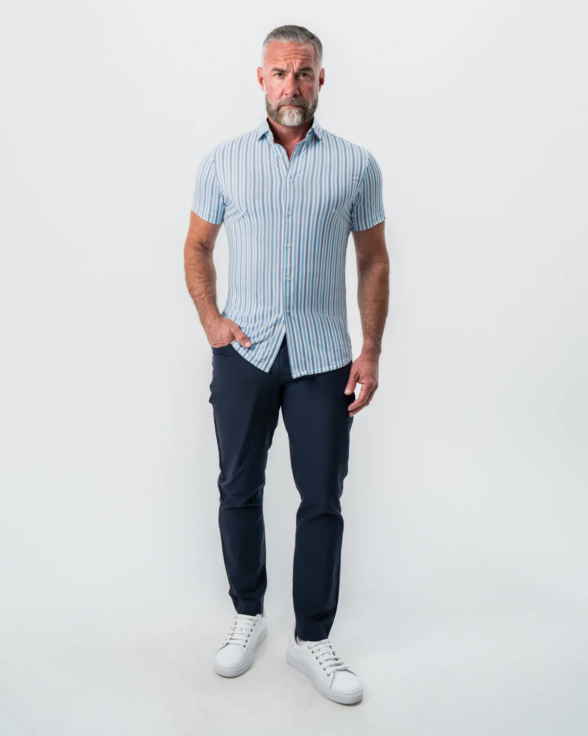 "The Vito" Blue, Navy, and White Striped - Image 3