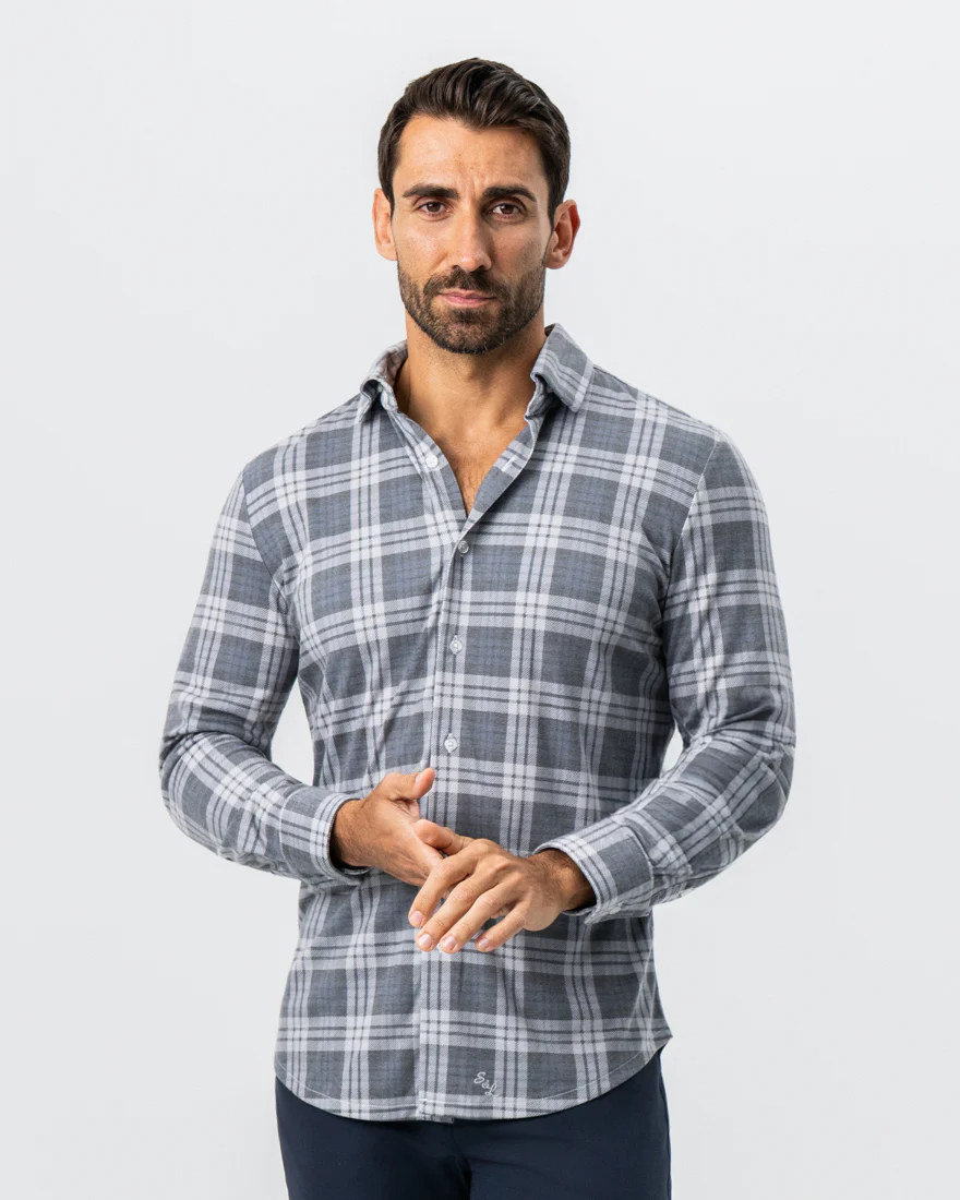"The Warner" Grey and White Windowpane Button Down - Image 7