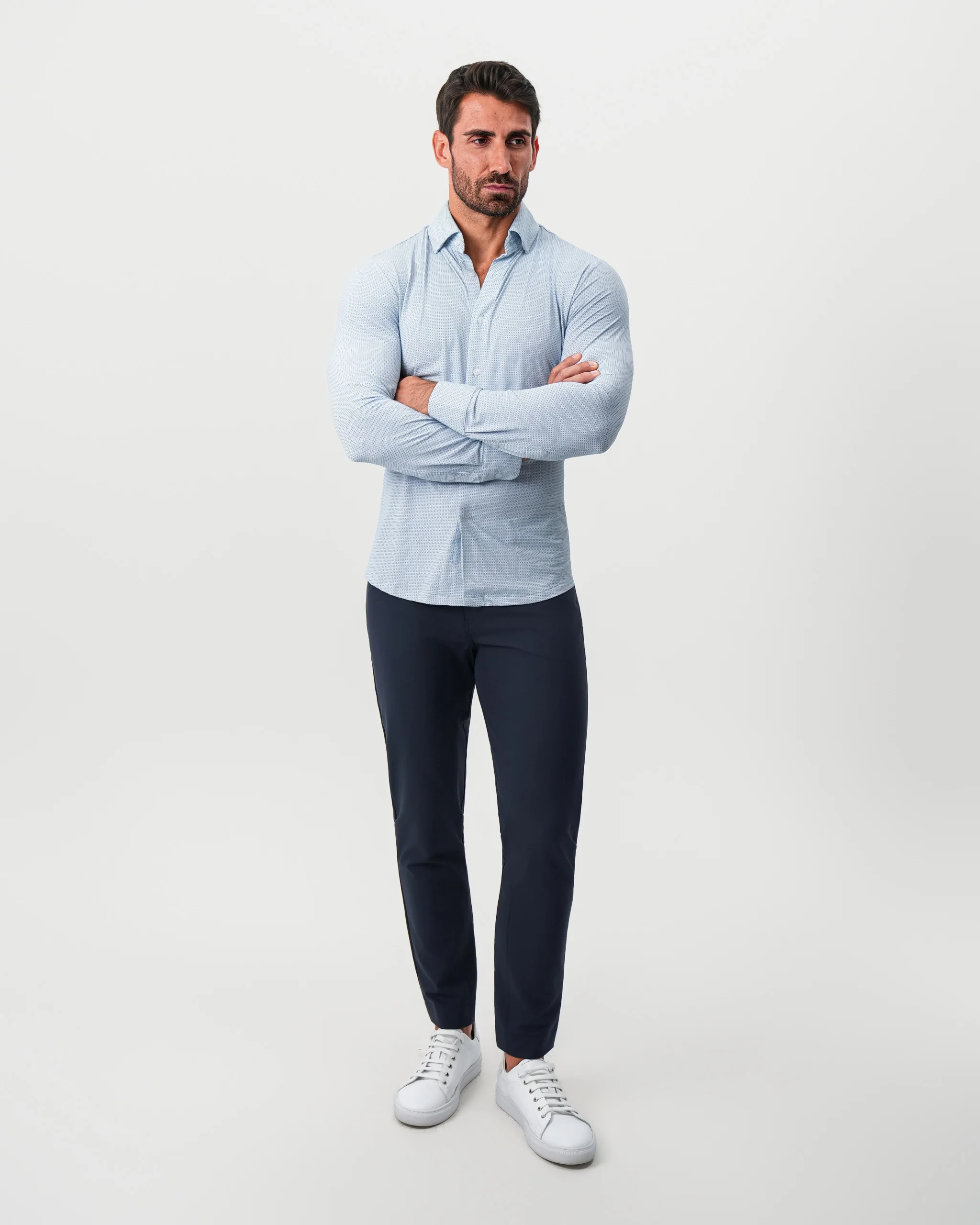 "The Wesley" Sport Shirt - Geo Light Blue & White Diamond - Image 3