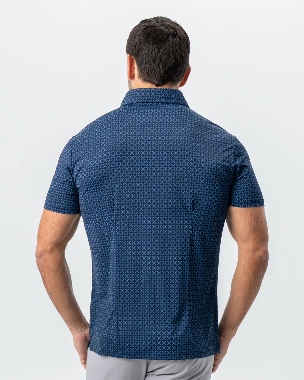 "The Zeus" Diamond Navy & Light Blue Circle Polo - Image 3