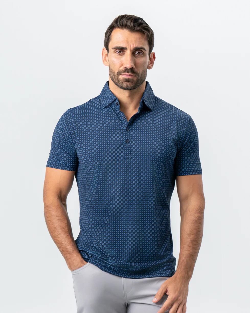 "The Zeus" Diamond Navy & Light Blue Circle Polo - Image 4