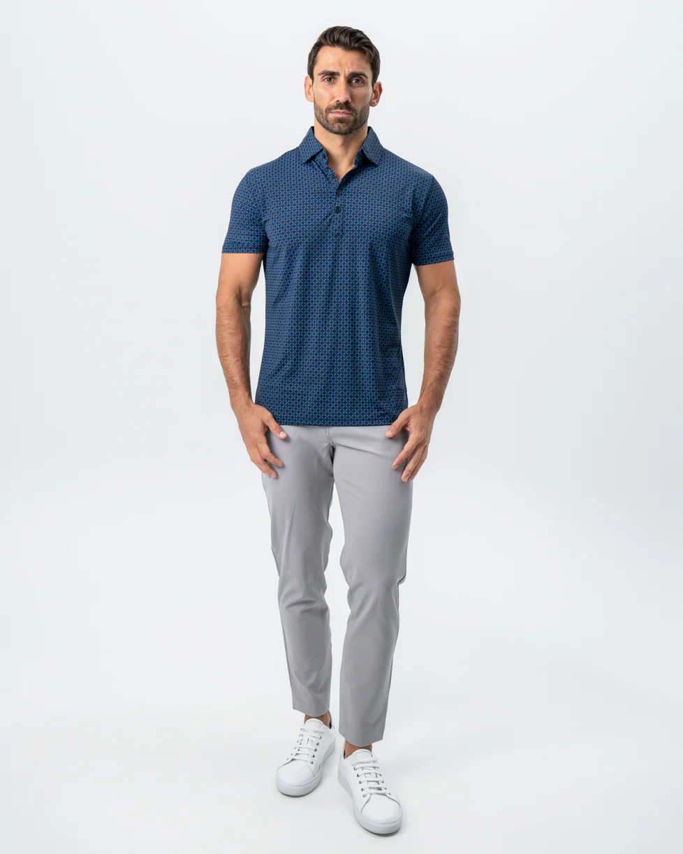 "The Zeus" Diamond Navy & Light Blue Circle Polo - Image 5