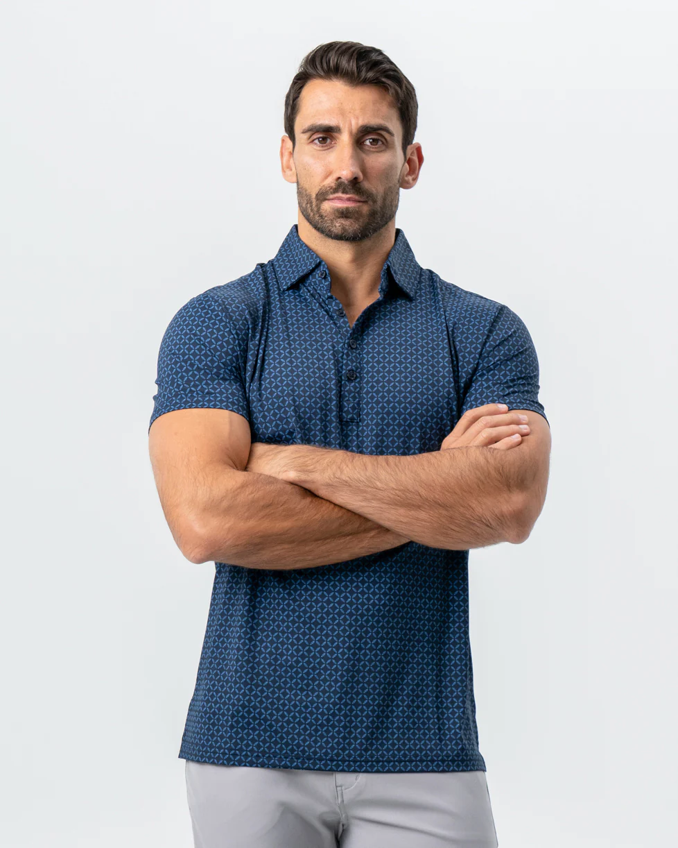 "The Zeus" Diamond Navy & Light Blue Circle Polo - Image 6