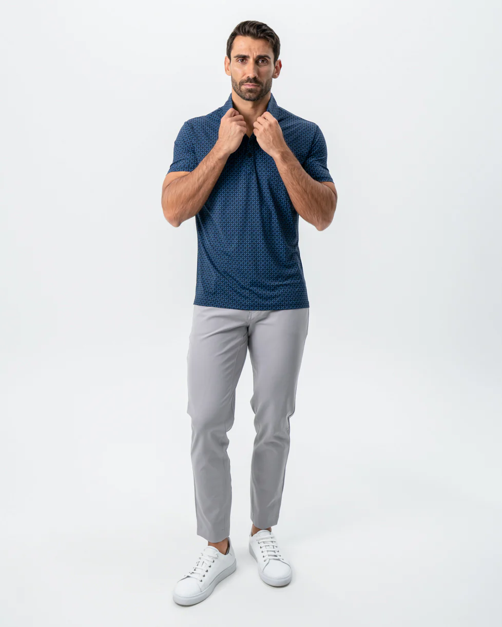 "The Zeus" Diamond Navy & Light Blue Circle Polo - Image 7