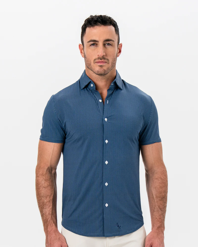 "The Zingerman" Navy With White Geo Squares