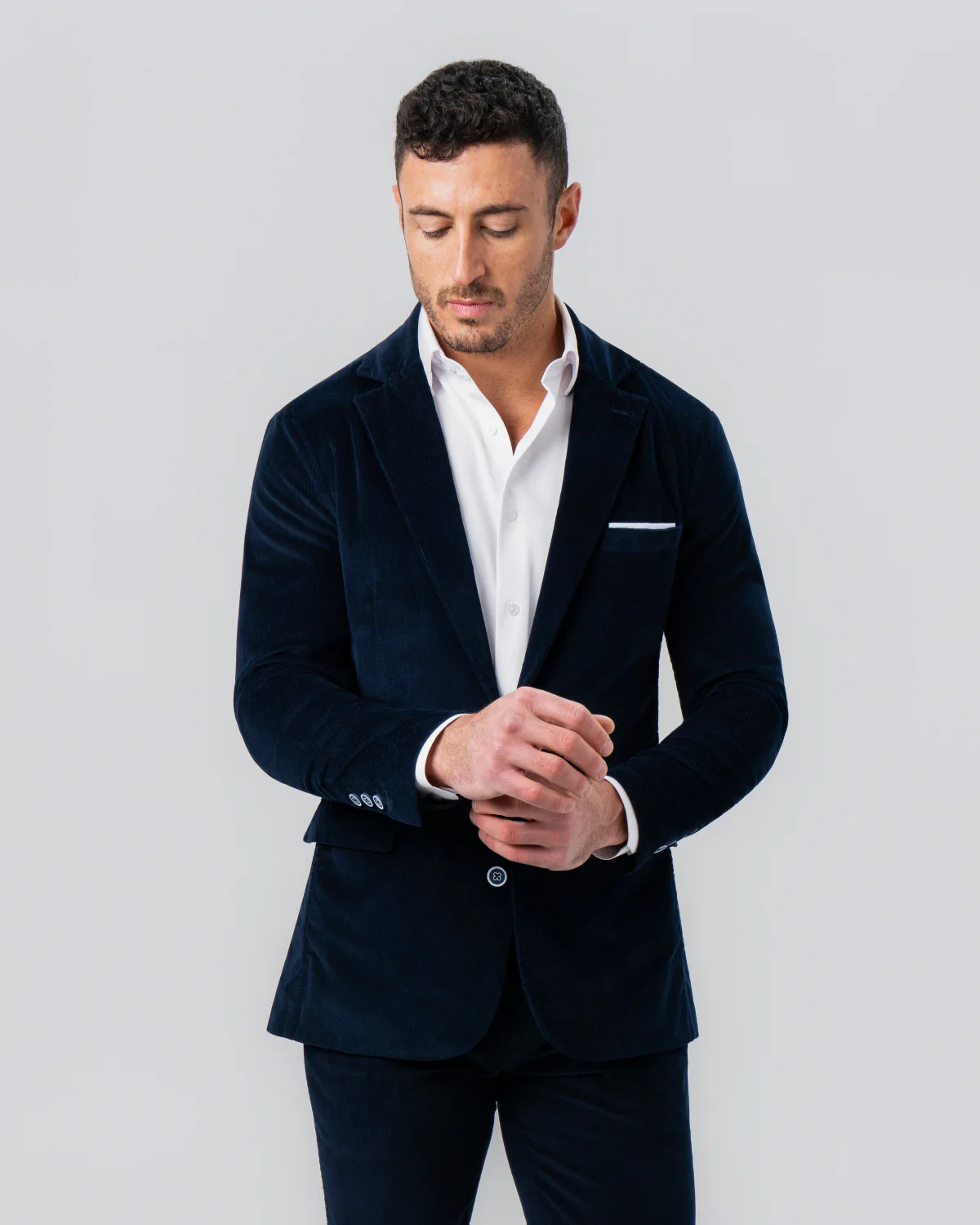 Unstructured Corduroy Blazer - Dark Navy - Image 4
