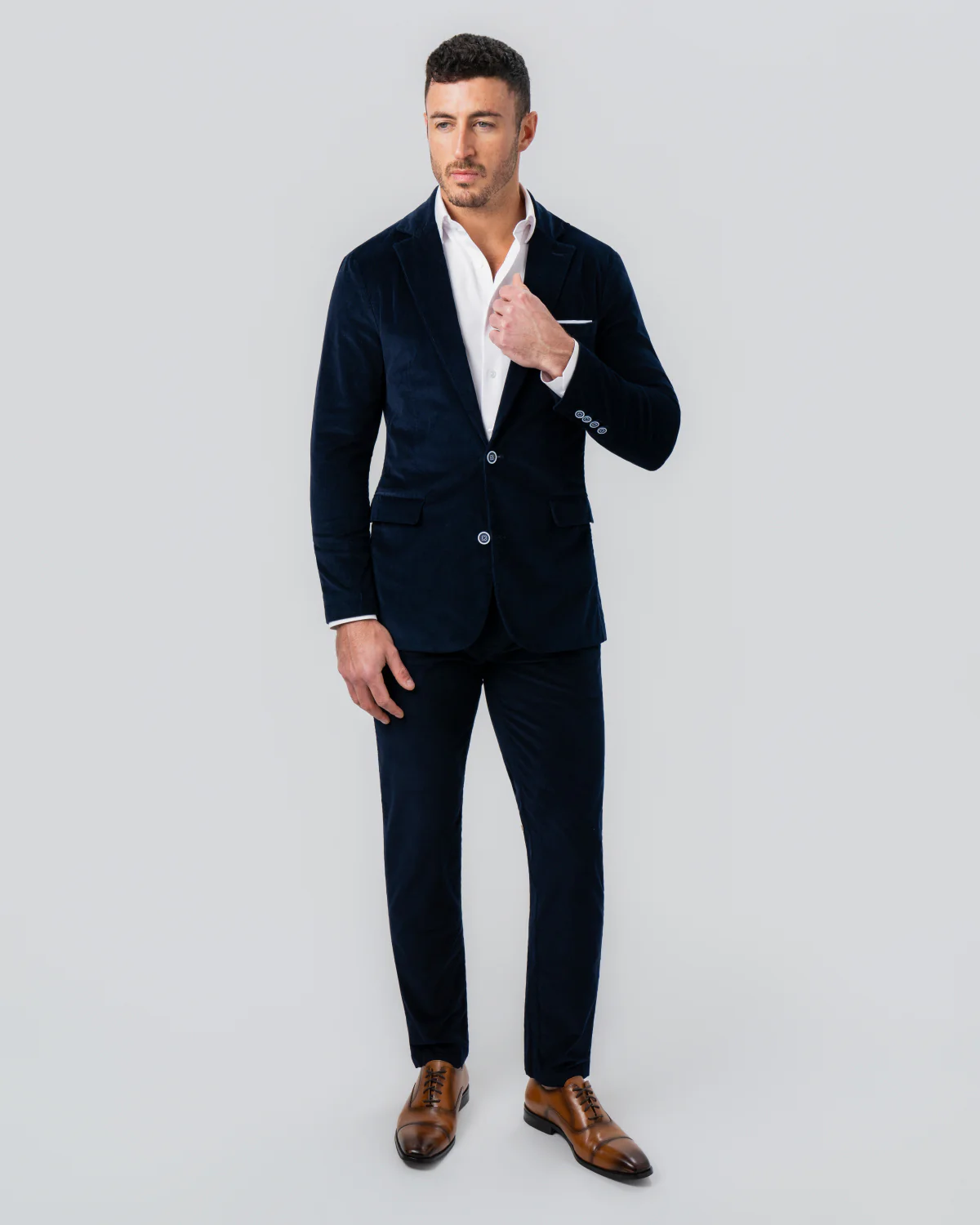 Unstructured Corduroy Blazer - Dark Navy - Image 5