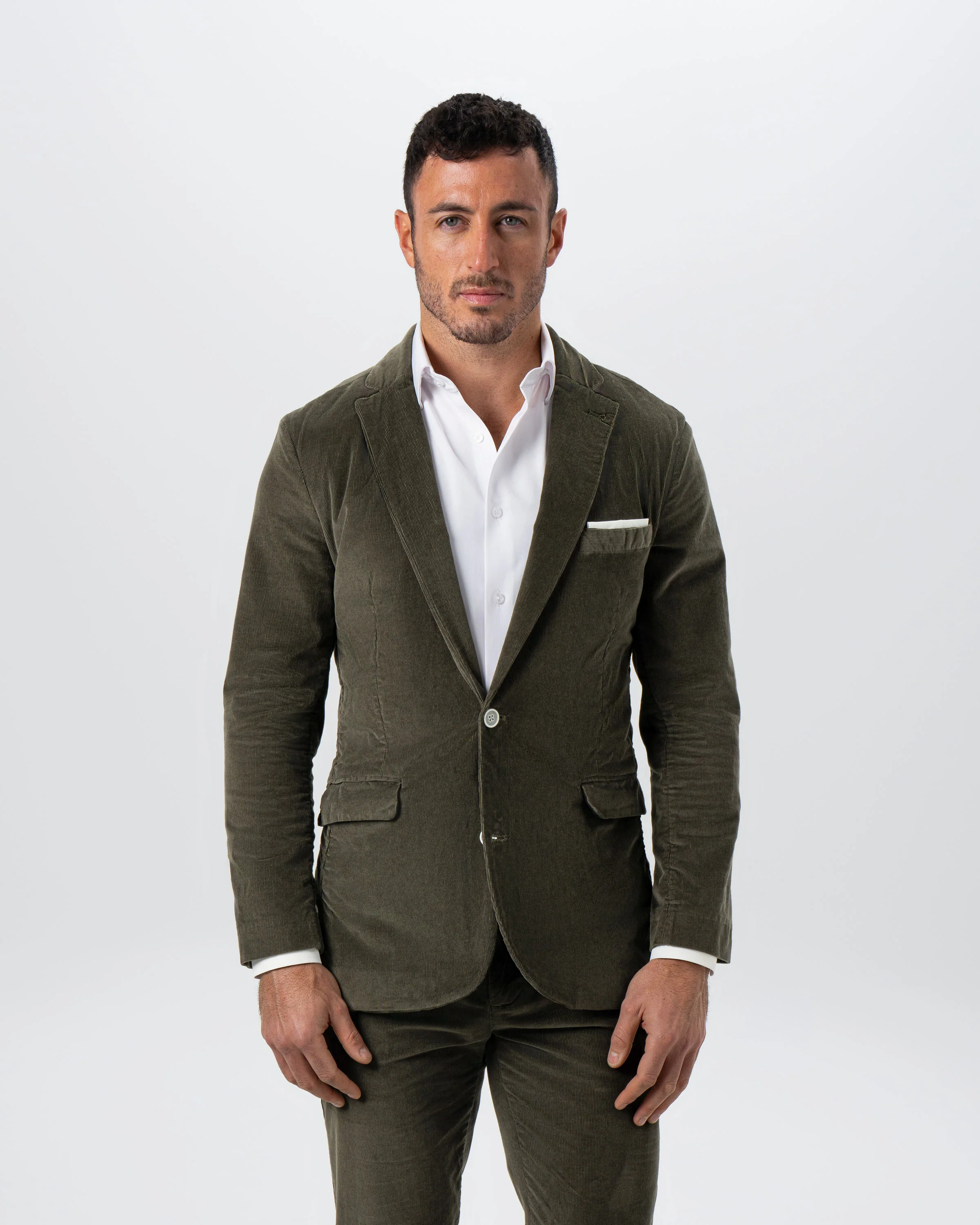 Unstructured Corduroy Suit - Dark Olive - Image 5