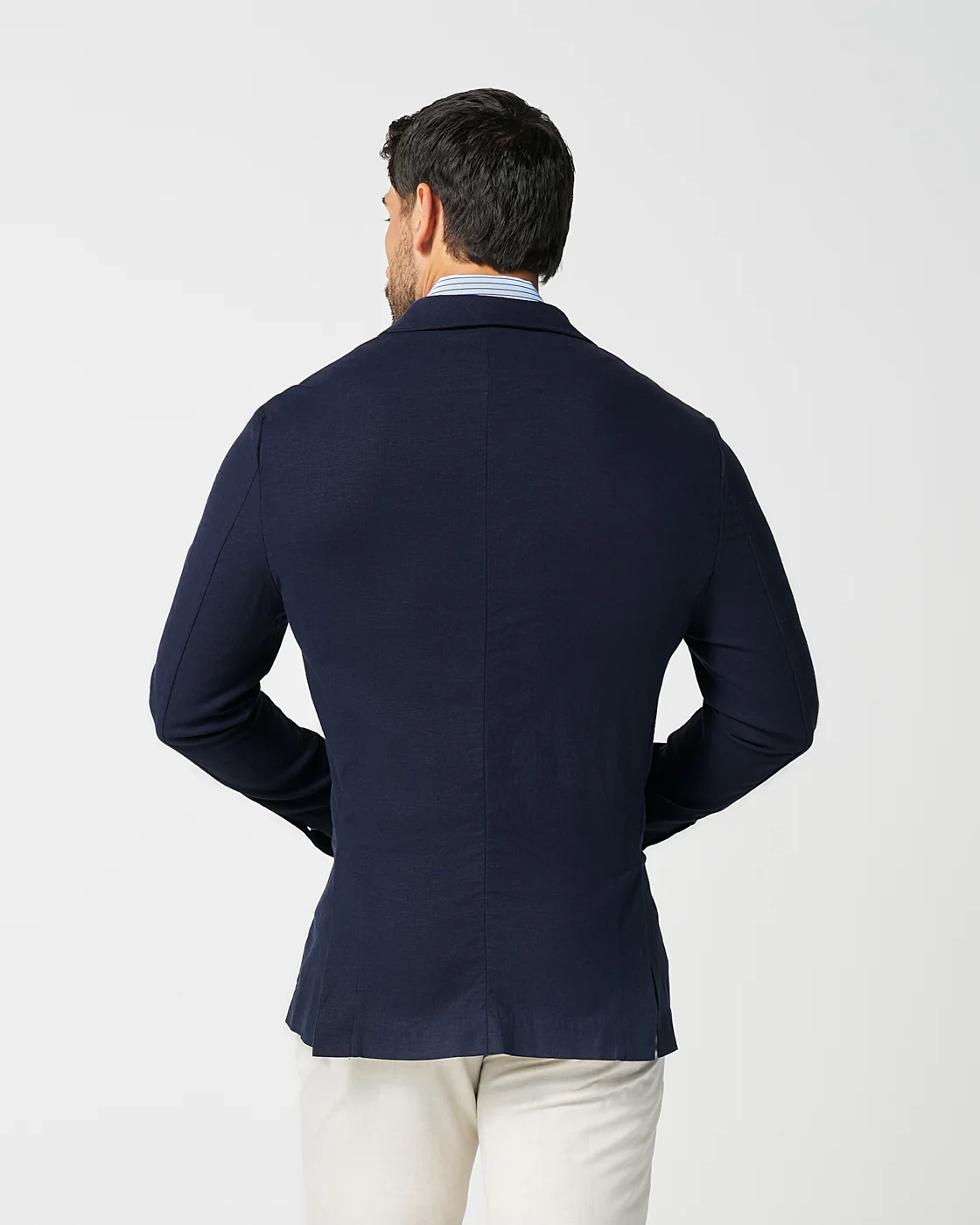 Unstructured Linen Blazer - Navy - Image 3