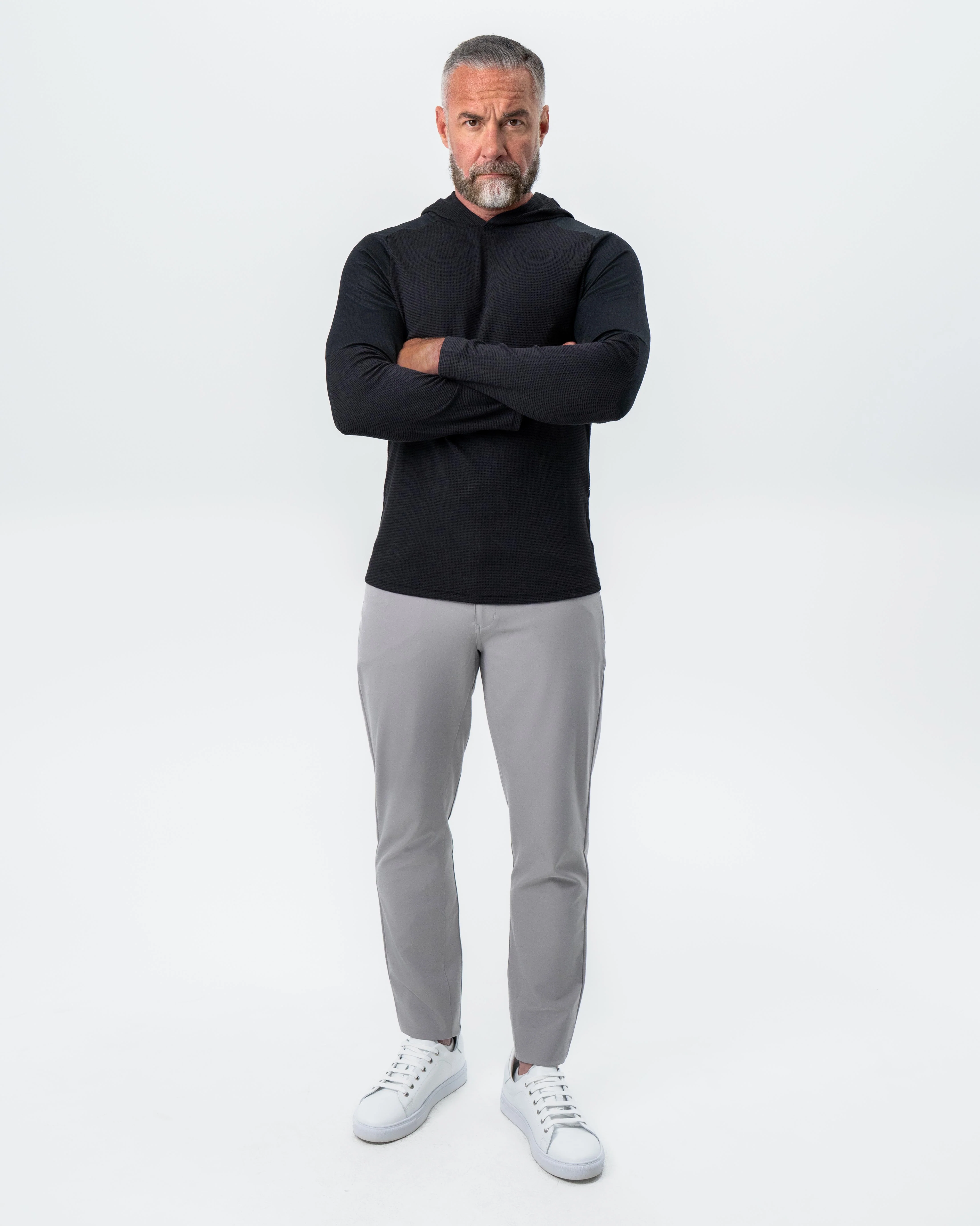 Waffle Knit Hoodie - Black - Image 5
