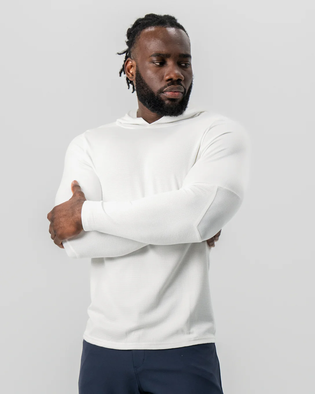 Waffle Knit Hoodie - Cream - Image 8