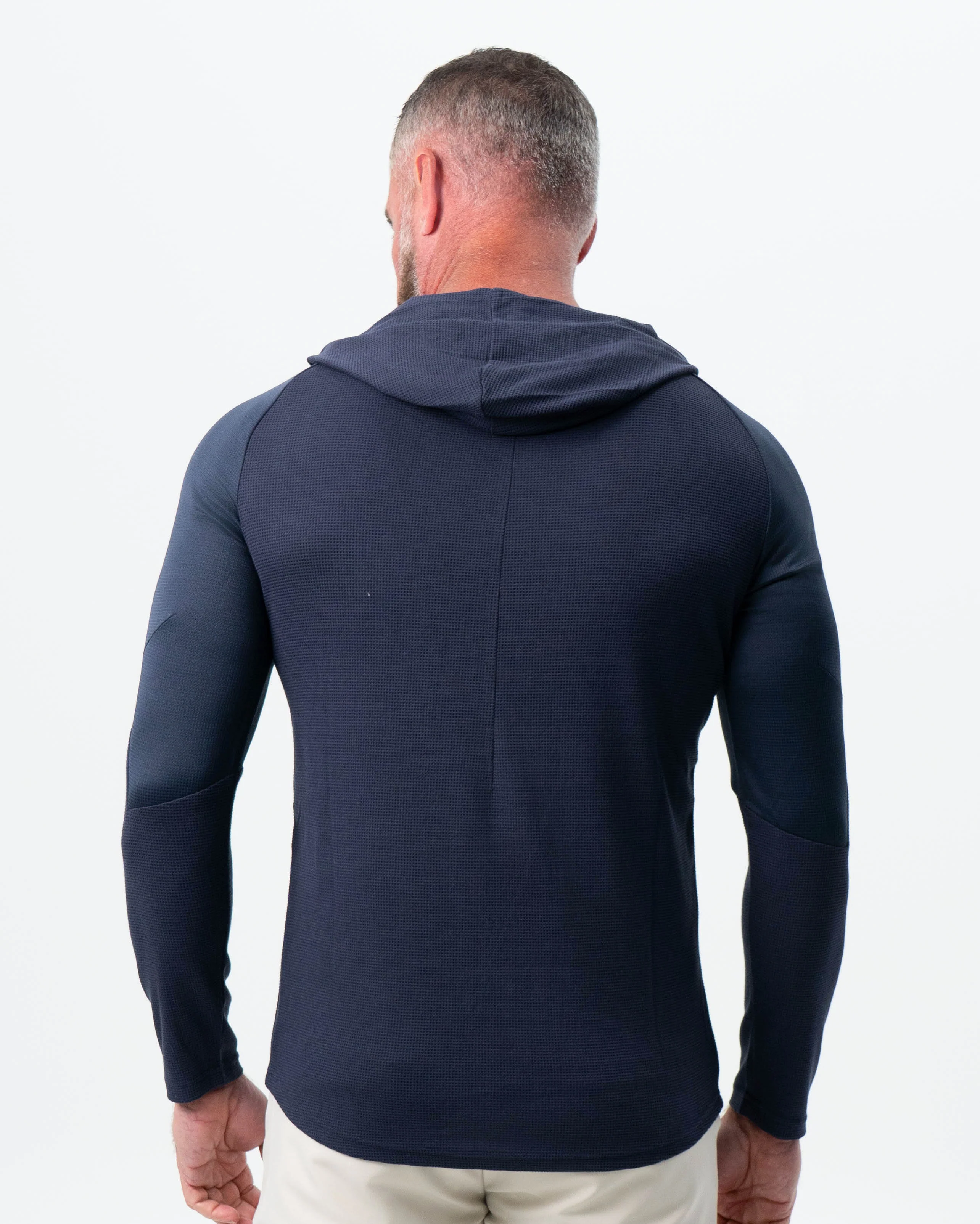 Waffle Knit Hoodie - Navy - Image 3