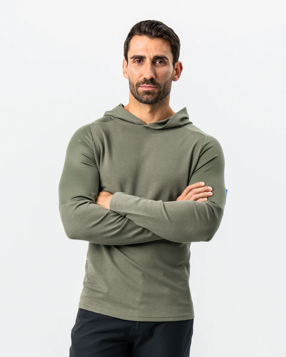 Waffle Knit Hoodie - Olive - Image 4