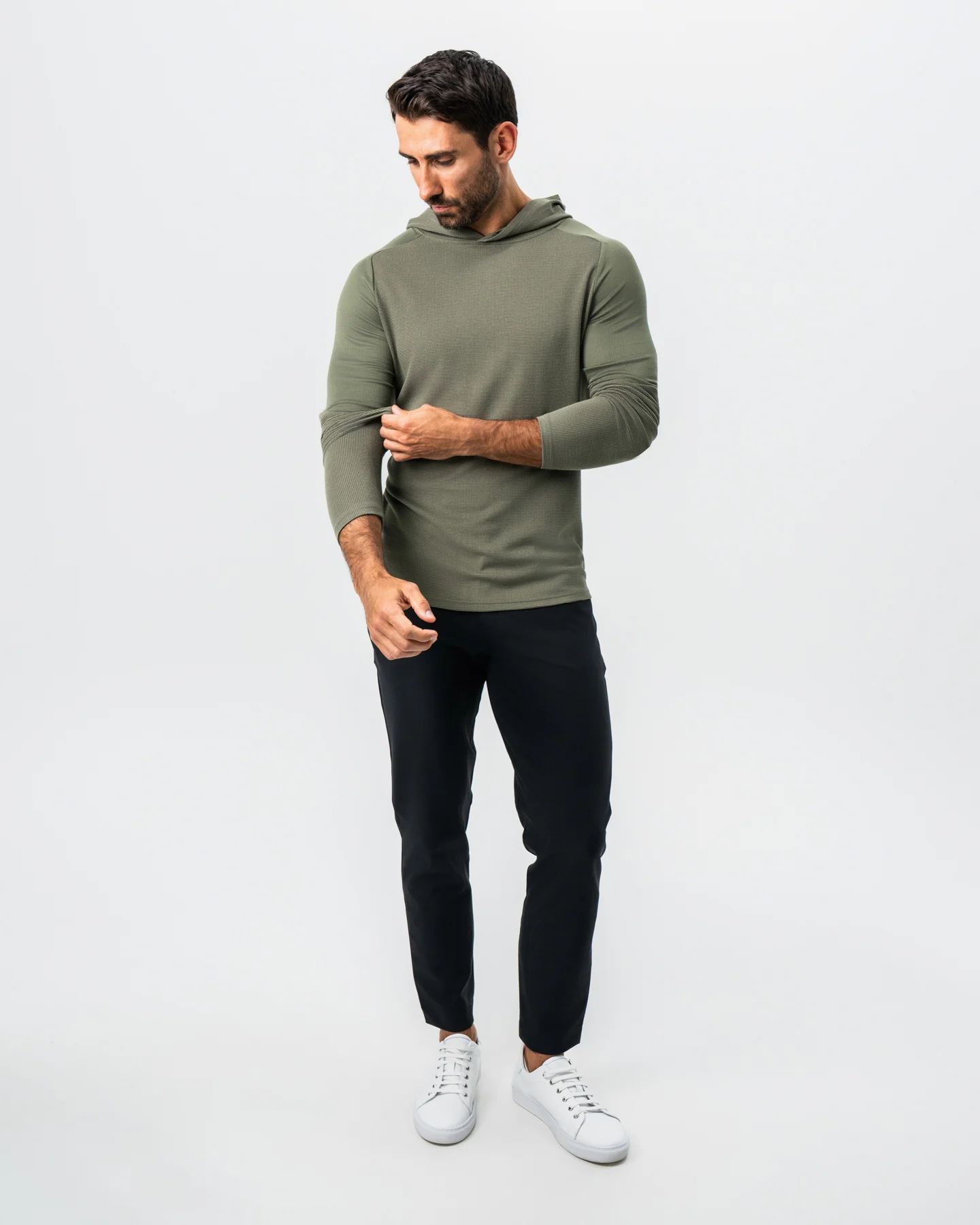 Waffle Knit Hoodie - Olive - Image 6