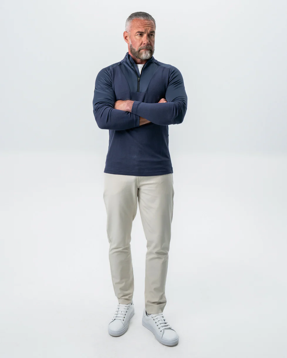 Waffle Knit Quarter Zip - Navy - Image 6