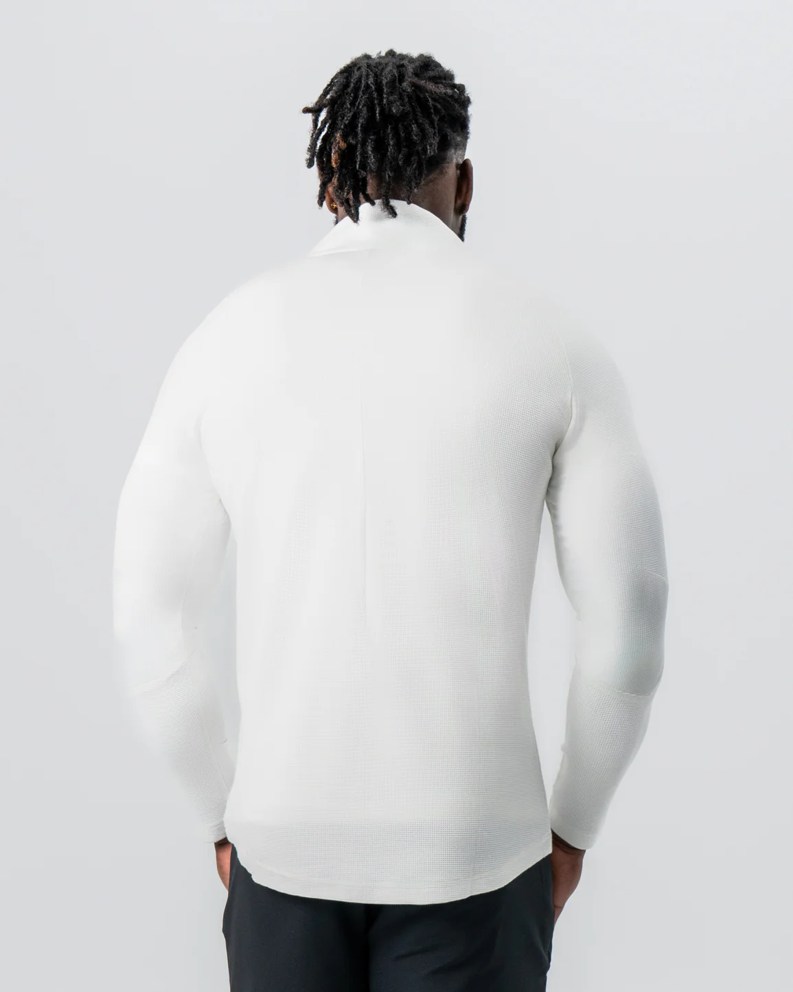 Waffle Knit Quarter Zip - Solid Cream - Image 4